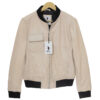 Signature Beige Leather Bomber Jacket